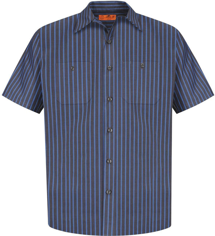 Red Kap Short Sleeve Striped Industrial Work Shirt