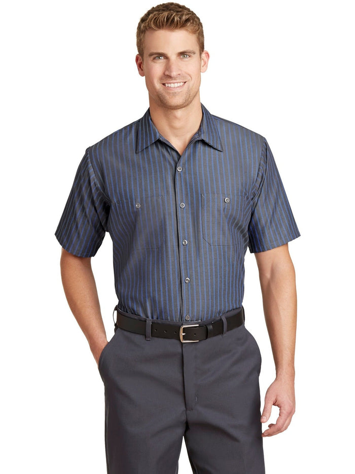 no-logo Red Kap Short Sleeve Striped Industrial Work Shirt-Regular-Red Kap-Thread Logic