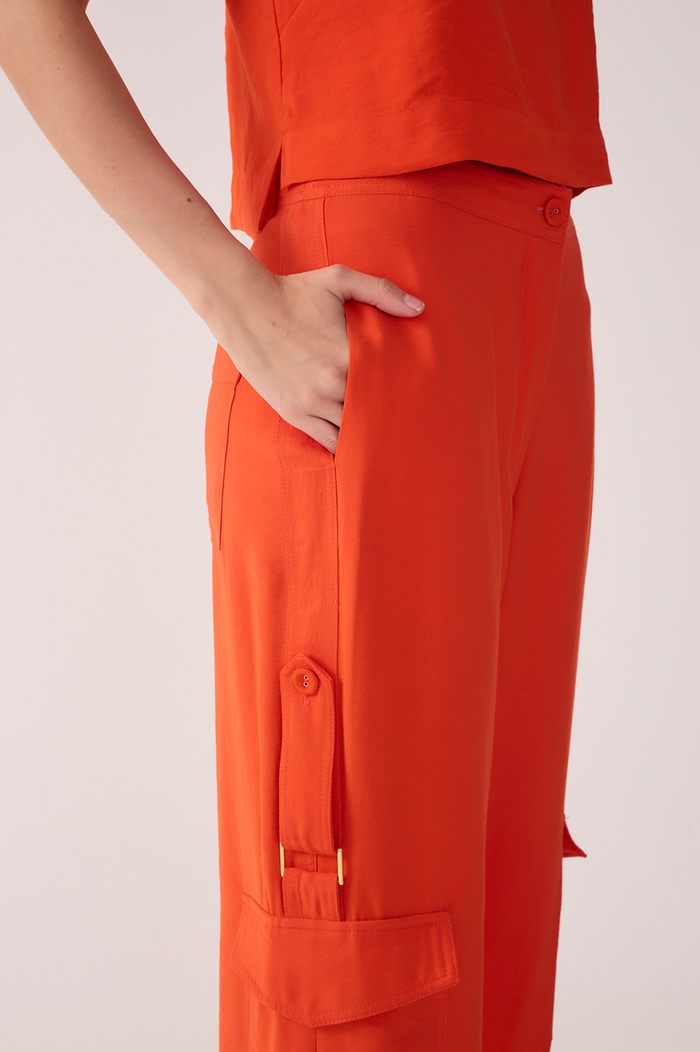 Red Utility Pocket Pants_5