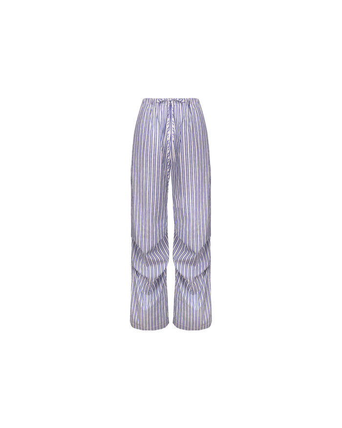 RELAXE TUCK PANT NAVY STRIPE