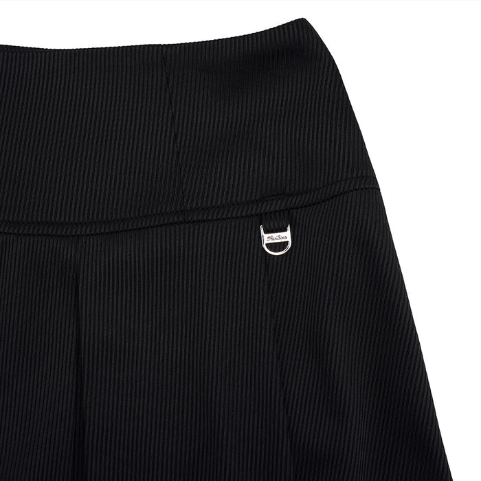 Rib Back Pleated Skirt (Black)