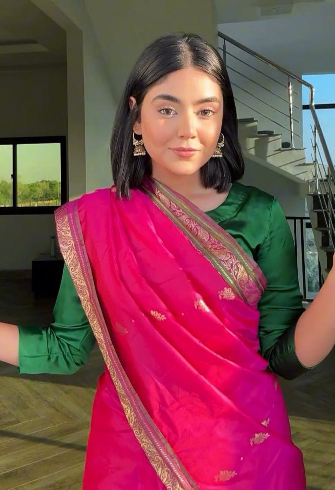 Riwayti Banarsi Silk: Hot Pink
