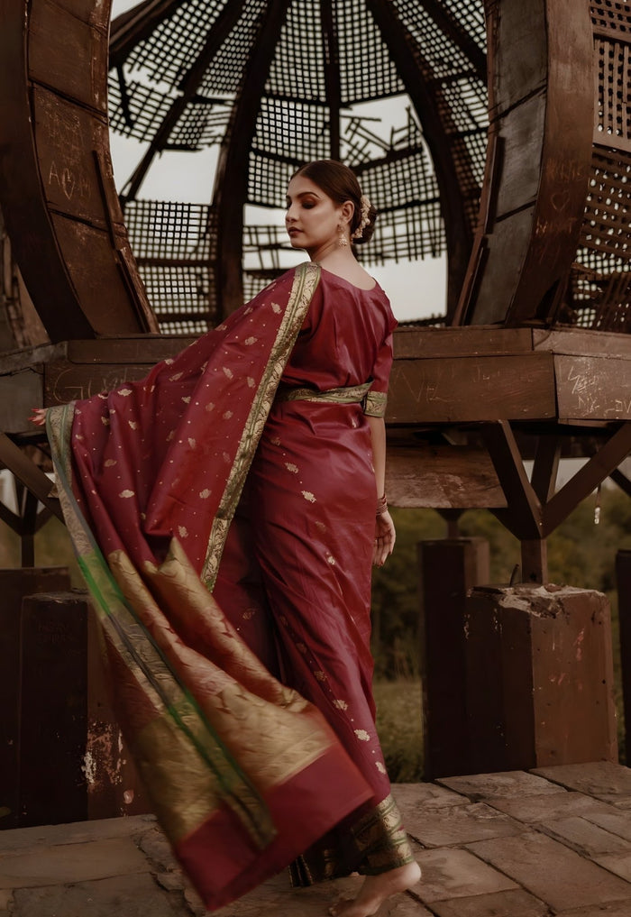 Riwayti Banarsi Silk: Maroon Emerald