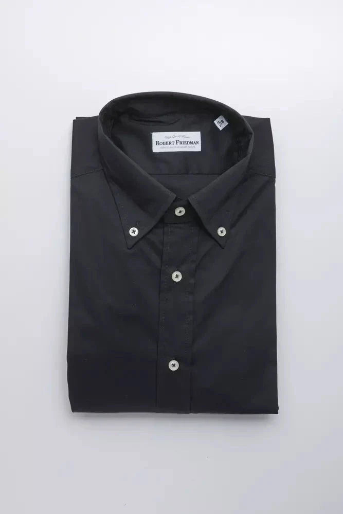 Robert Friedman Camicia button do Black Cotton Men Shirt