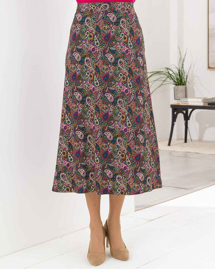 Rosalyn Patterned Viscose Pull On Skirt - Image 1 - The Classic Boutique