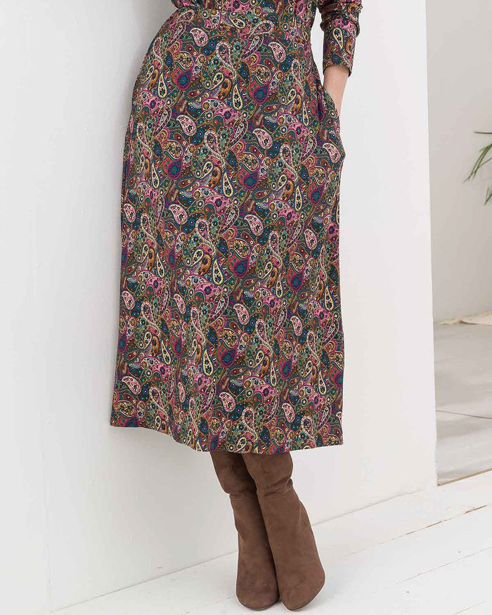 Rosalyn Patterned Viscose Pull On Skirt - Image 2 - The Classic Boutique