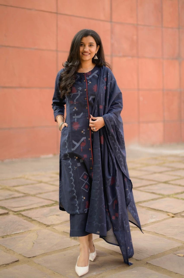 Sasha Blue Printed Cotton Set