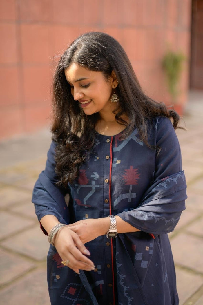 Sasha Blue Printed Cotton Set