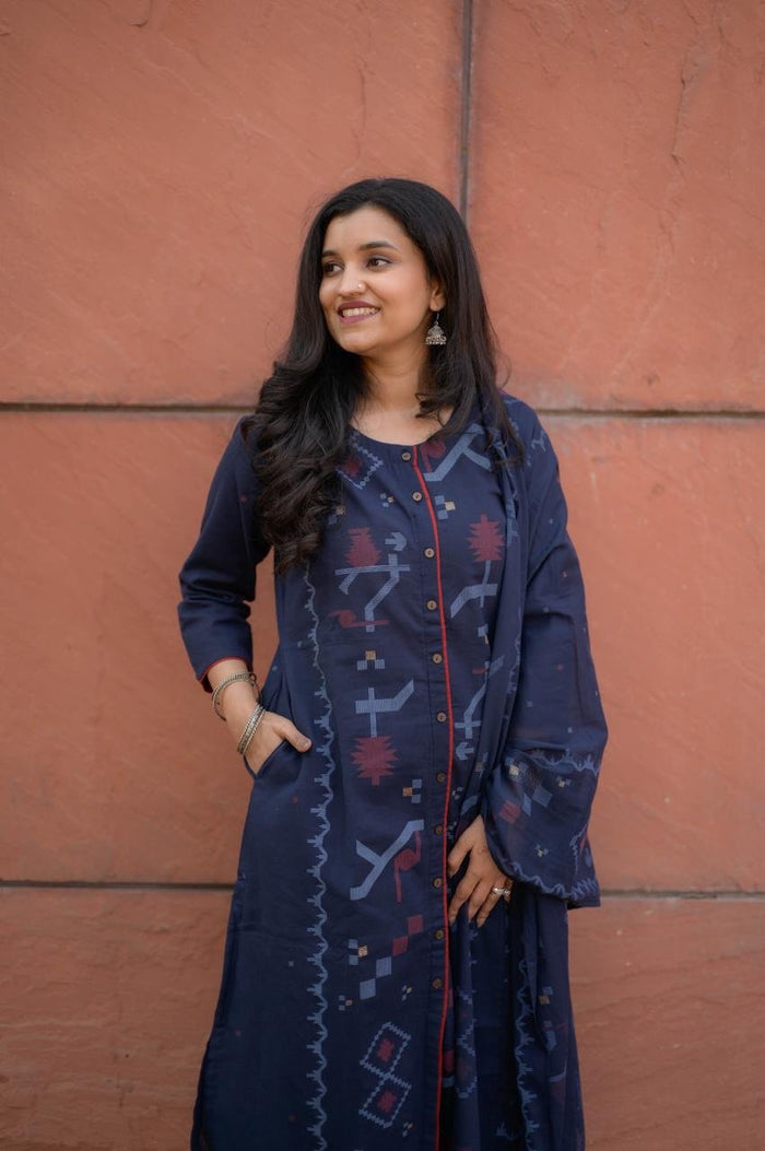 Sasha Blue Printed Cotton Set