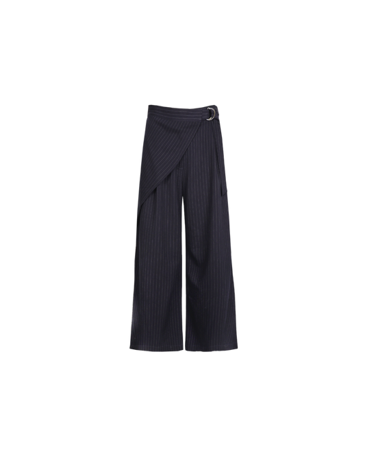 SASHA WRAP PANT NAVY PINSTRIPE