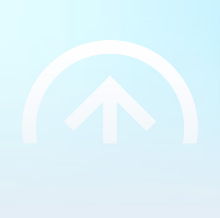 White upward arrow symbol on a light blue background