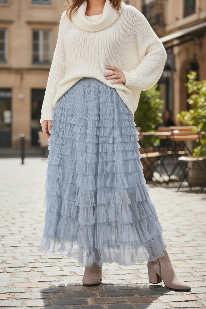 Seraphina Ruffle Skirt Grey