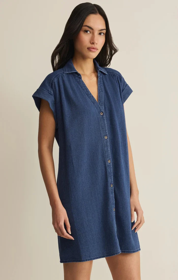 Shellbound Twill Dress - Twilight Blue