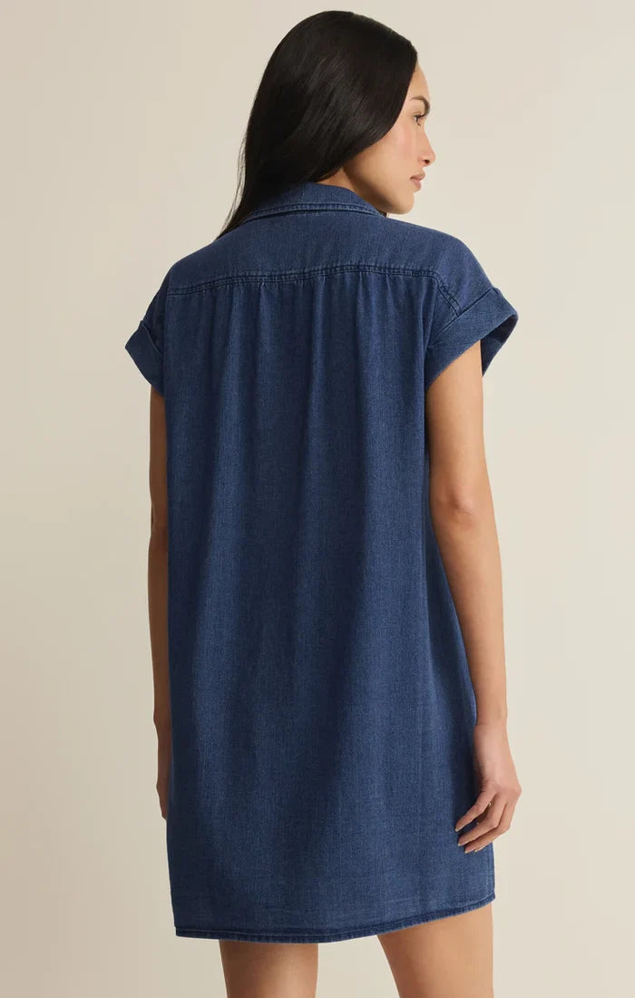 Shellbound Twill Dress - Twilight Blue