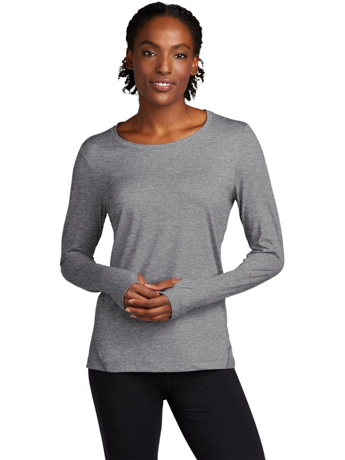 Sport-Tek Ladies Exchange 1.5 Long Sleeve Crew-Regular-Sport-Tek-Grey Heather-S-Thread Logic