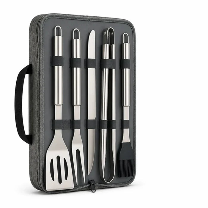 Stainless Steel Grill Utensil Set with Hanging Hooks