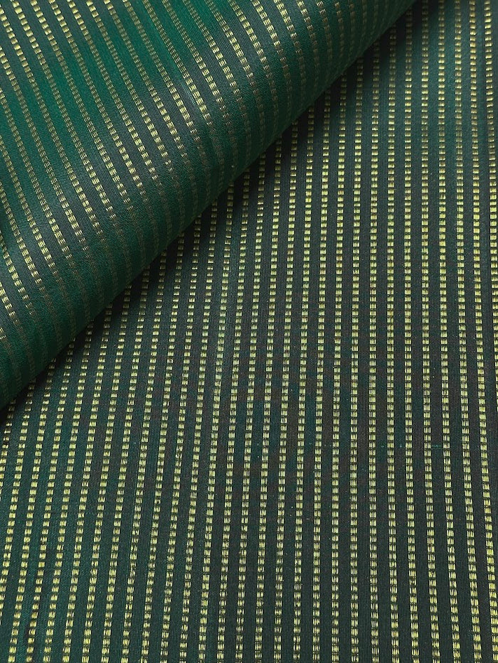 Striped Kanchi Silk Fabric - Green