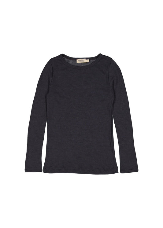 Black t-shirt for children in merino wool