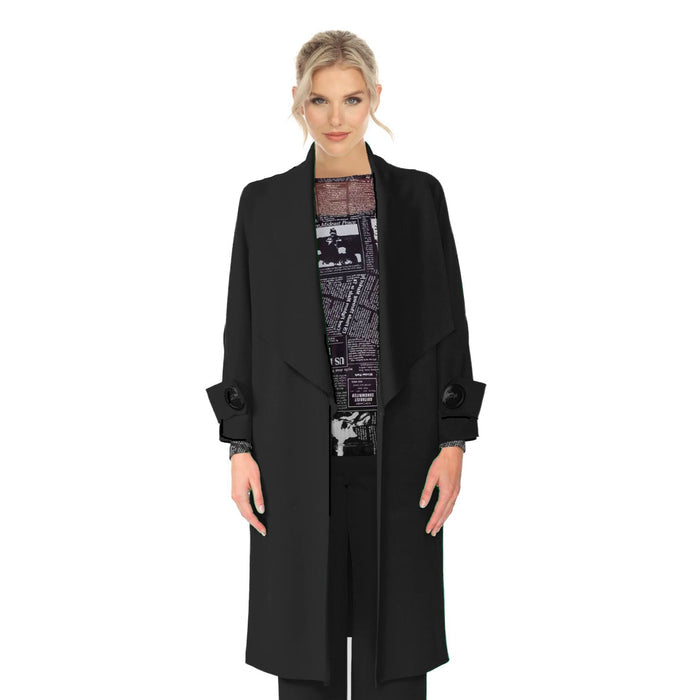 Techno Knit Long Open Front Jacket in Black - 4585J-BLK