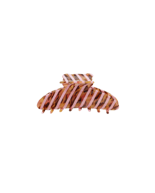 TEDDY HAIR CLAW TORTOISE PINK STRIPE