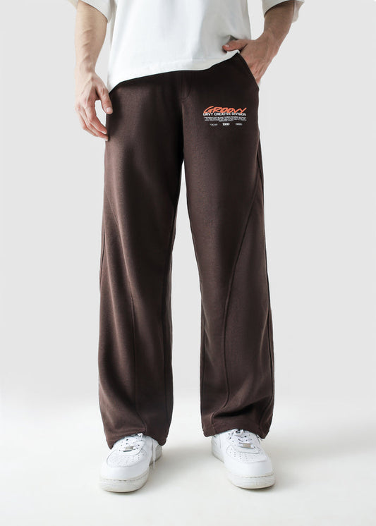 Mocha brown Unity VI pants male model full body front view streetwear Pakistan – GROOVY