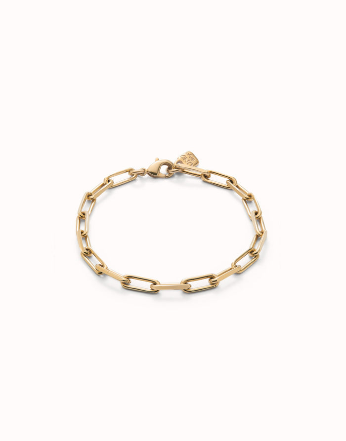 Uno de 50 Bracelet HAZTE Rectangular Link Chain Gold