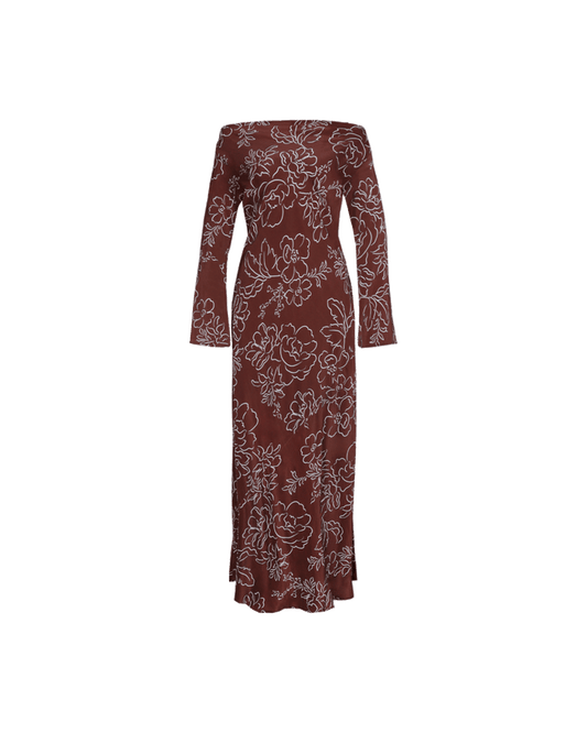 VALERIA DRESS  BURGUNDY FLORAL