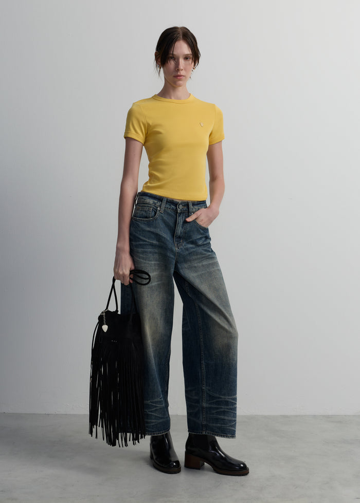VERTICAL BACK-SEAM RIBBED TEE