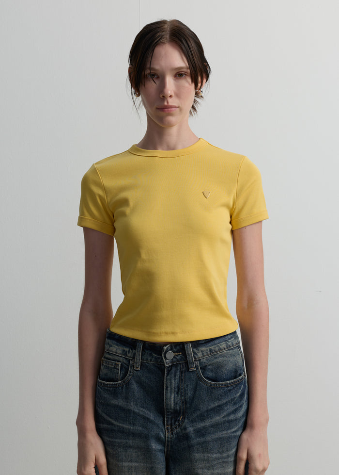 VERTICAL BACK-SEAM RIBBED TEE