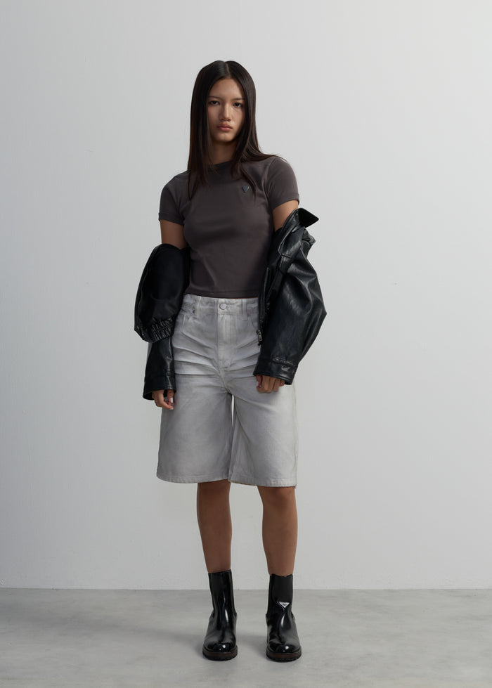 VERTICAL BACK-SEAM RIBBED TEE