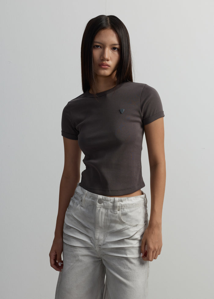 VERTICAL BACK-SEAM RIBBED TEE