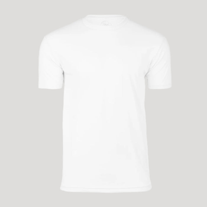 White Classic Crew Neck T-shirt on light gray background.