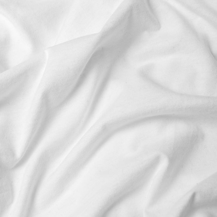 White Classic Crew Neck, smooth white fabric with gentle folds.