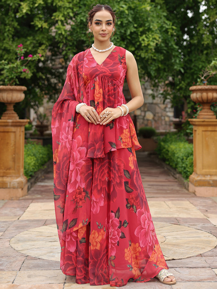 Women's Floral Peplum Skirt Set