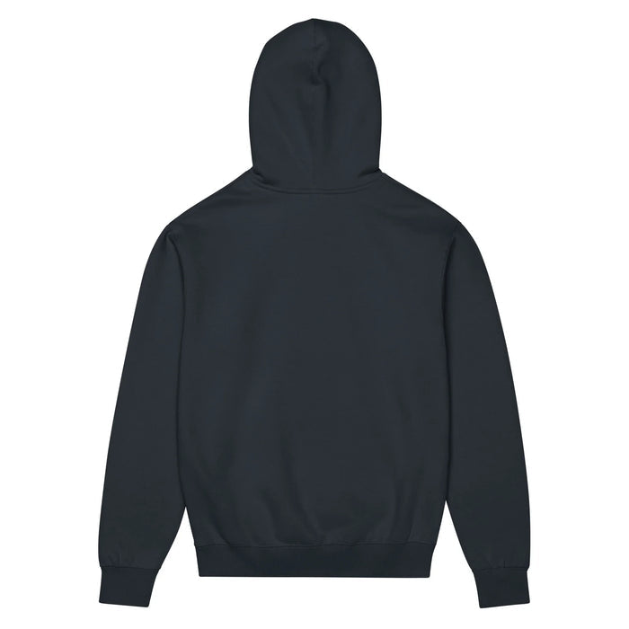 Writtin Directino Hoodie in Cinematic Gold on Void Black. WRAP Certified, Zero-Crack HD Print, Made-to-Order (Zero Overproduction).