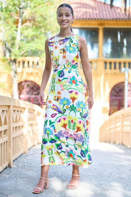 The Abstract Floral – Viscose Maxi Dress - Bascora