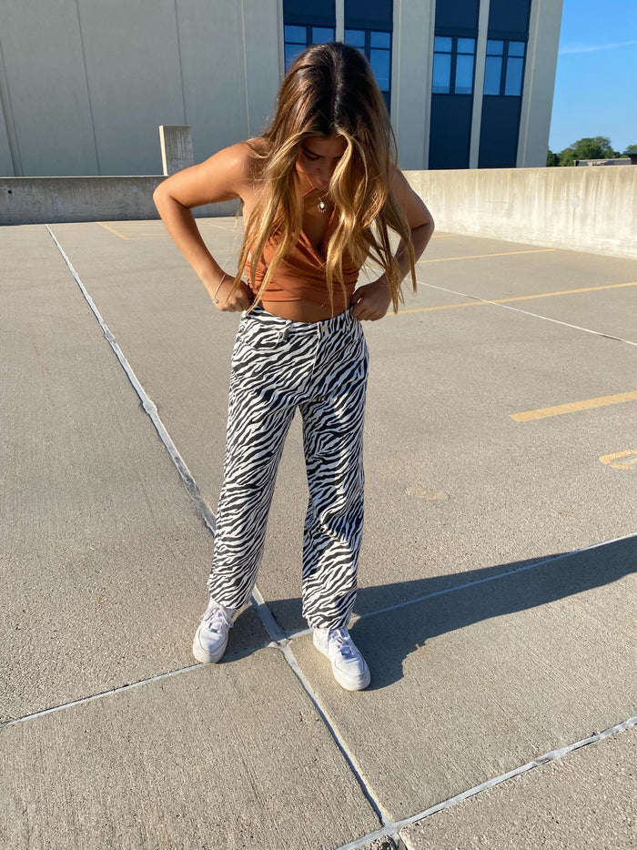 Zebra Printed Jeans - Recess Apparel LLC